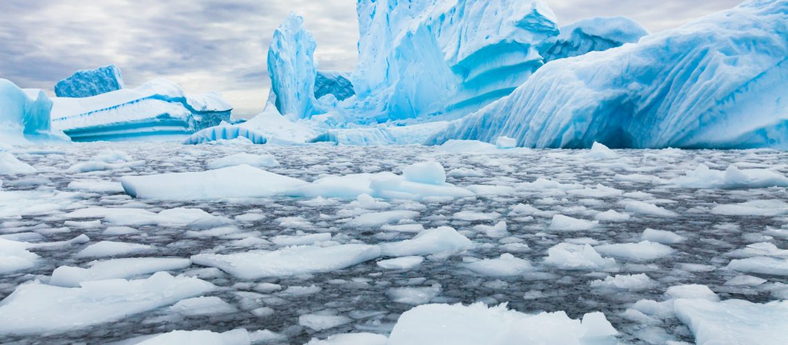 Antarctica beautiful landscape, blue icebergs, nature wilderness
